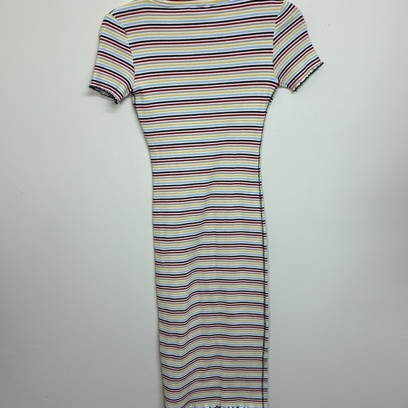 Sundry Stripe Short‎ Sleeve Midi Dress Yellow Red XS - Picture 5 of 6